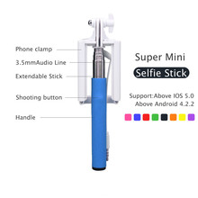 Cheapest !!! Wired Selfie Sticks Handheld Monopod Built-in Shutter Extendable +Mount Holder Photo For iPhone Samsung Smartphone