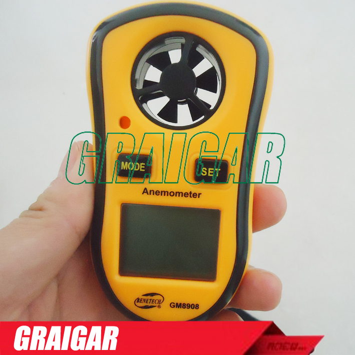 Digital Wind Speed Meter Gauge Sport Anemometer handy palm NTC Temperature GM8908(5 pcs)
