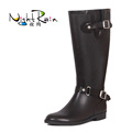 Fresh Red Cool Women's Fashion Knee High Rain Boots Motorcycle