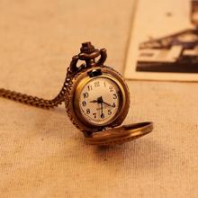 Small Peacock Pattern Retro Vintage Pocket Watch Women Necklace Quartz Alloy Pendant With Long Chain Wholesale