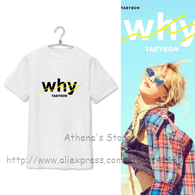 100%綿k,pop girls generationテヨンなぜtシャツ韓国ファッション夏t