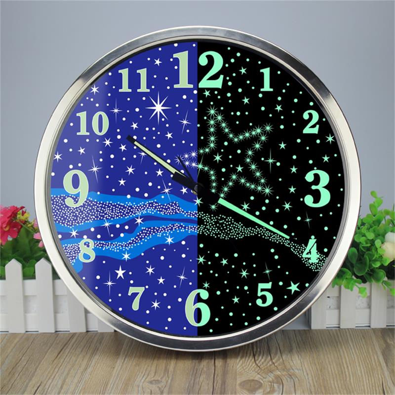 14 Inch Fasion Luminous Mute Wall Clock Modern Design Star Living Room/Bedroom Horloge Murale Large Decorative Wall Watch