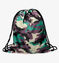 2015 Fashion Escolar Backpack 3D Printing Travel Softback Men Women Army Green Mochila Feminina Harajuku Drawstring