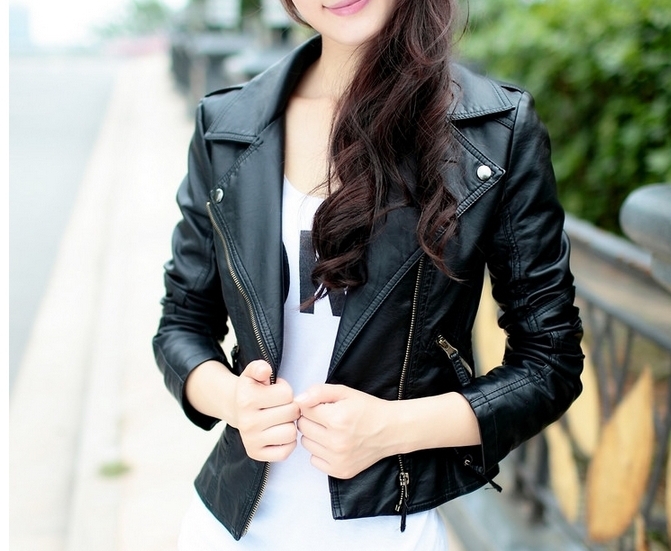 Black Leather Jacket Women Cheap