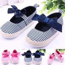 30 pairs/lot Bow Striped Newborn Baby Shoes