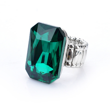 Personality Elegant Big Rings For Women 7 Colors Big Glass Stone Fashion Elastic Stretch Finger Rings