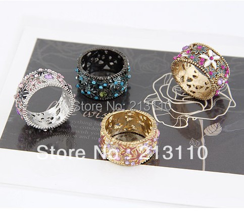 New Arrival Fashion Flower Enamel Round Finger Ring For Women High Quality