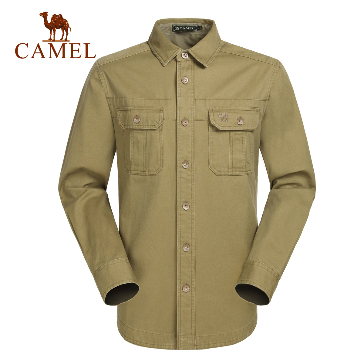 For camel outdoor casual clothing turn-down collar cotton casual male 100% long-sleeve shirt casual clothing