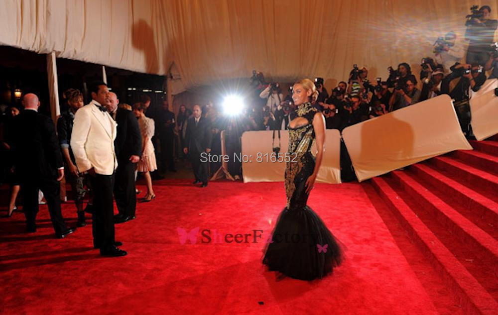 2014 Beyonce MET Gala Evening Dress With Hot Sexy Black High Neck Gold Embroidery Beaded Mermaid Custom made Celebrity Dresses Evening Gowns (6).jpg