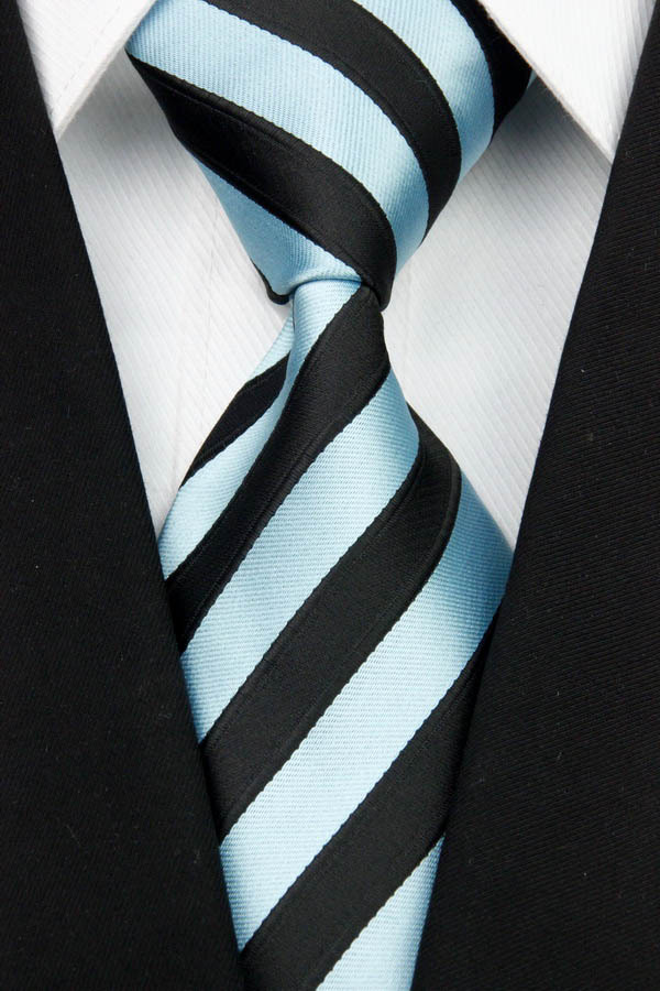 NT0050 Blue Black Stripe Smooth Multicolor Jacquard Woven Classic Type Silk Polyester Man s Business Wedding