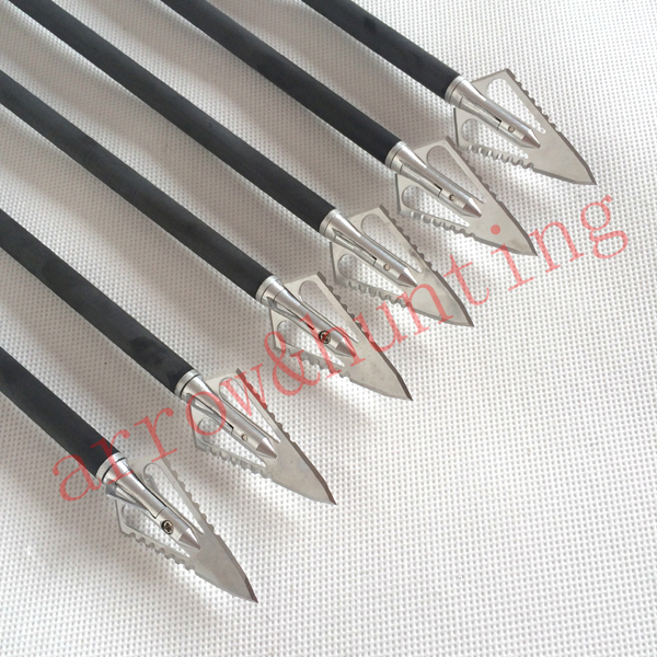 6pcs archery arrow head silver crossbow arrow point 4 blades broadhead for hunting compound bow arrow