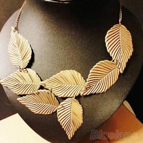 Trendy Women Bohemia Leaves Leaf Multilayer Pendant Chain Bib Choker Necklace Jewelry 04KG