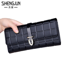 Brand Women Clutch Wallet Plaid Genuine Leather Ladies Purse Multi-colored Checkbook Phone Holder Business Card Wallet WQB-029
