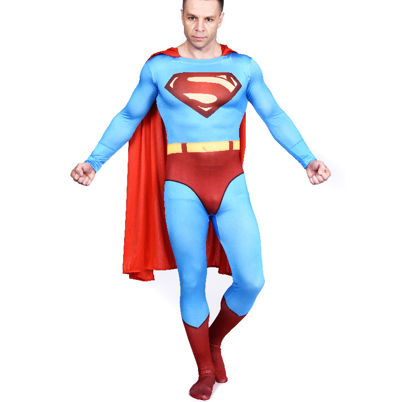 made of Lycra Spandex classic Red/& Blue NEW.Adult Superman Costume Skin-tight