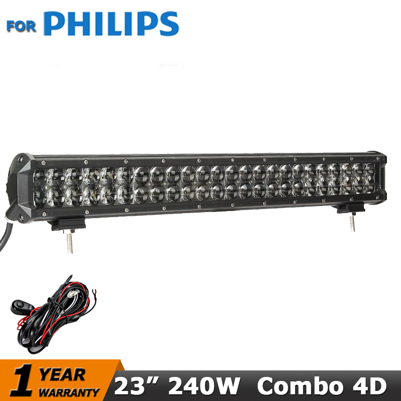 For PHILIPS 23 inch 240W ATV LED Work Light Bar Combo Beam DC12V 24V SUV UTV Pickup Wagon 4WD Driving Lamp 4x4 Offroad Light Bar