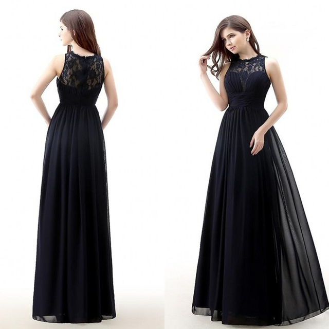 Black bridesmaid dresses long
