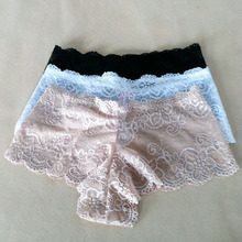 Sexy Brand Underpants Women Boxer Shorts Lace Panties Boyshort Female Knickers Full Lace Transparent Boxers Underwear