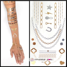 2pcs art tattoo stickers flash Waterproof temporary tattoos for women tatoo choker glitter jewelry gold metallic golden tattoo