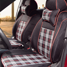 Cover seats for Toyota Sienna car seat cover tartan fabric front & rear seat covers car styling seat cushion & pillow cover set
