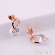 Women s Jewelry Gift Gold Plated Zircon Crystal Earring Eardrop Earbob Ear Studs 4CYZ