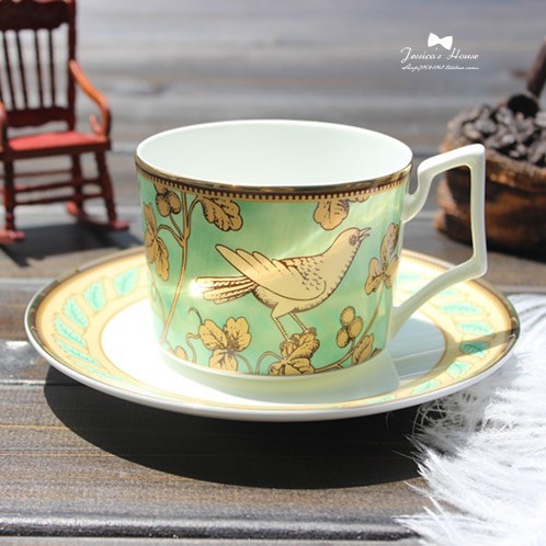High grade bone china coffee cup and saucer set gold trim coffee cup and saucer ceramic