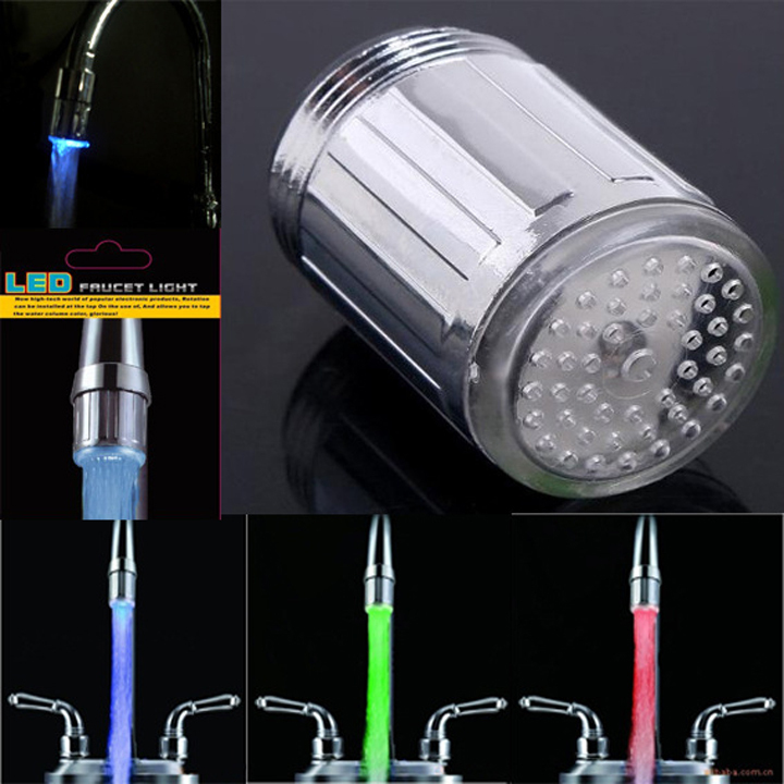 1pcs LED Water Faucet Light 7 Colors Changing Glow Shower Stream Tap