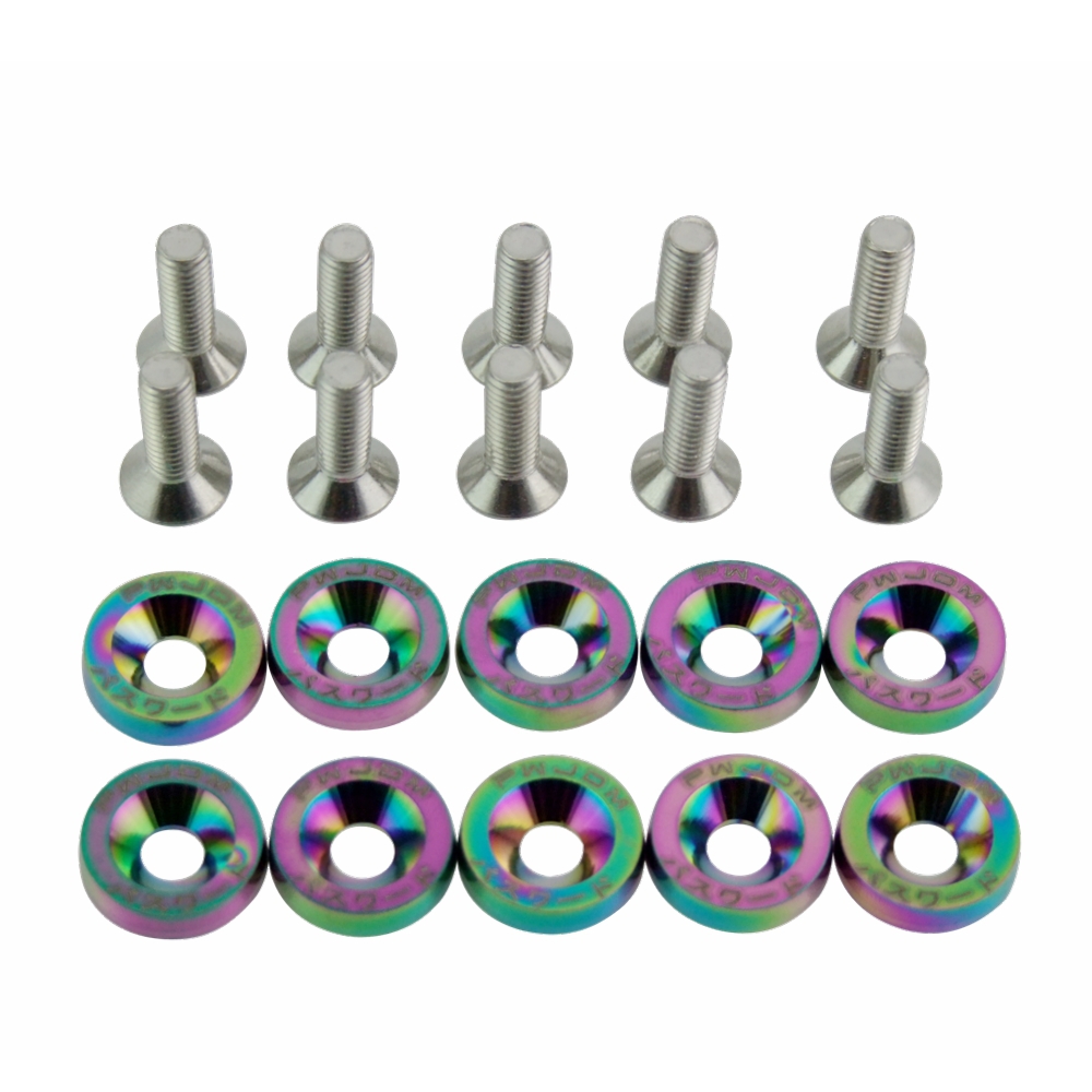 Racing JDM Aluminum NEO Chrome Fender Washers for font b Honda b font Civic Integra RSX
