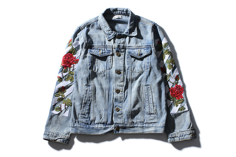 off white rose denim jacket