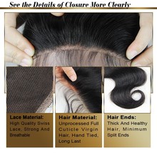 7A Lace Closure Bleached Knots Brazilian Body Wave Closure Base Top Human Hair Closure Virgin Hair