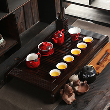 Bone China Tea Set Ebony Wood Tea Tray Piece Of Wood Tea Ceremony Tray Yixing Zisha