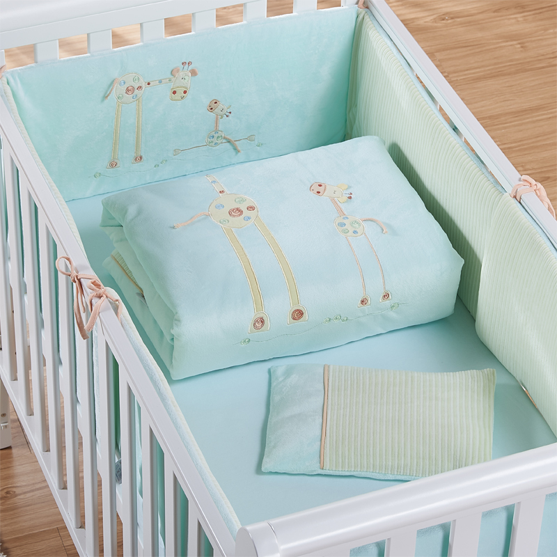 TTBABY 7pcs Cotton Baby Cot Bedding Set Cartoon Crib Bedding 4 Size Duvet Cover Pillow Bumpers Fitted Sheet 4 size in stock