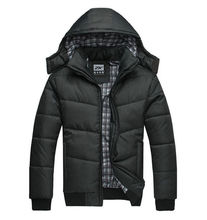 Winter Coat Men quilted black puffer jacket warm fashion male overcoat parka outwear cotton padded hooded