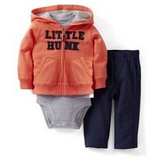 Carters Baby Boys Sets Autumn Roupas Infantis Menino Cotton Hooded Cardigan Bodysuit and Pant 3pcs Clothing