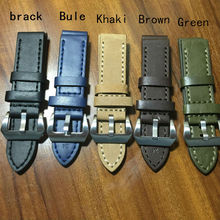 Khaki / Black / Green / Brown / Blue Retro Leather Watchbands, Sports Style Men Calfskin Watchbands, 18MM / 20MM / 24MM / 26MM