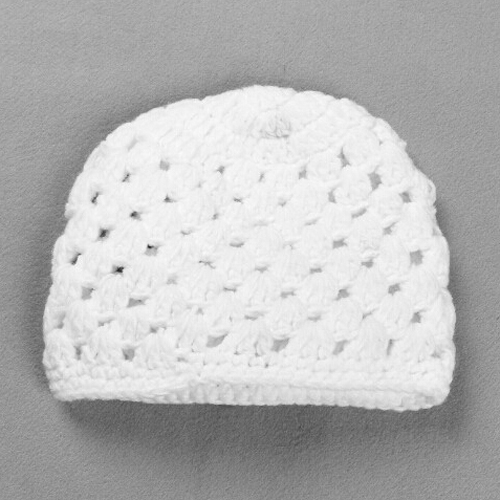 FS Hot Baby Flower Crochet Beanie Handmade Hat Winter Knit Cap (White)