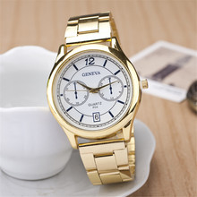 Hot gota venta relogio masculino reloj de cuarzo, oro correa de acero relojes mujer. romano dial de ginebra mujeres del reloj digital