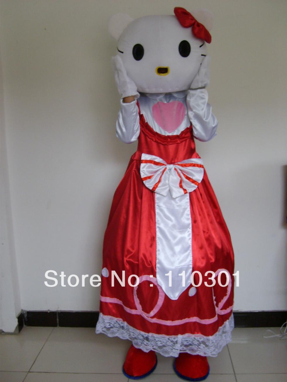 New Arrival Hello Kitty Cat Mascot Costume Halloween Fursuit Fancy Dress Free Shipping 1992