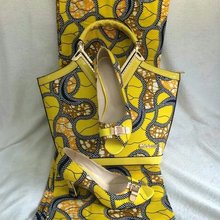 2016 spring free shipping new fashion design african women peep toe pumps party dress Shoes with handbag and super wax 04