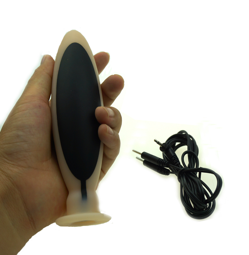 Electro Sex Therapy Anal Plug Huge Size Electric Shock Silicone Butt