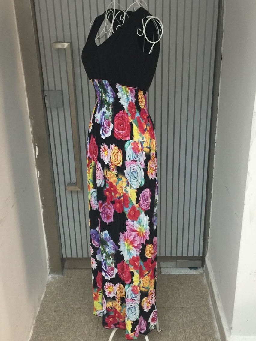Women Maxi Dress Summer Dress 2015 Deep V-neck Sleeveless Floral Printed Dress Princess Dresses robe longue femme (11)