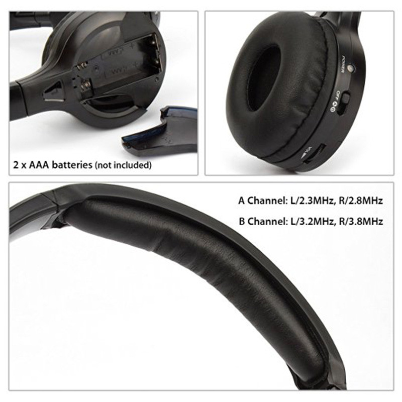 IR Infrared Wireless Headphones Stereo Foldable Car Headset Earphone