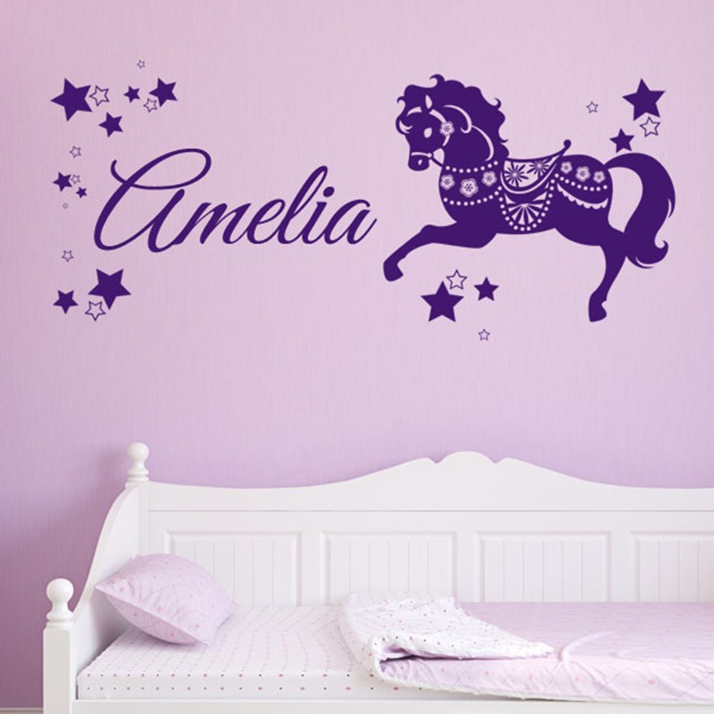 Purple Color Beautiful Star Decor With Horse Running Wallpaper Baby Room Wall Paper Personalised Children S Horse Pony Mural Star Wedding Decor Star Decorating Blindsdecor Aliexpress