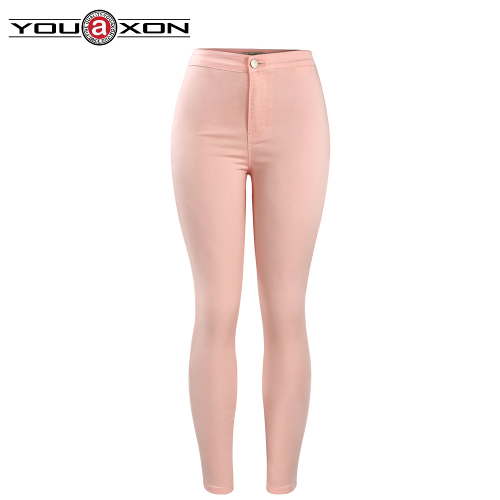 High Waisted Pink Skinny Jeans - Jeans Am