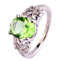 Free Shipping New Arrival Oval Cut Great Green Amethyst 925 Silver Jewelry Ring Size 6 7 8 9 10 11 12 Wholesale For Women Rings