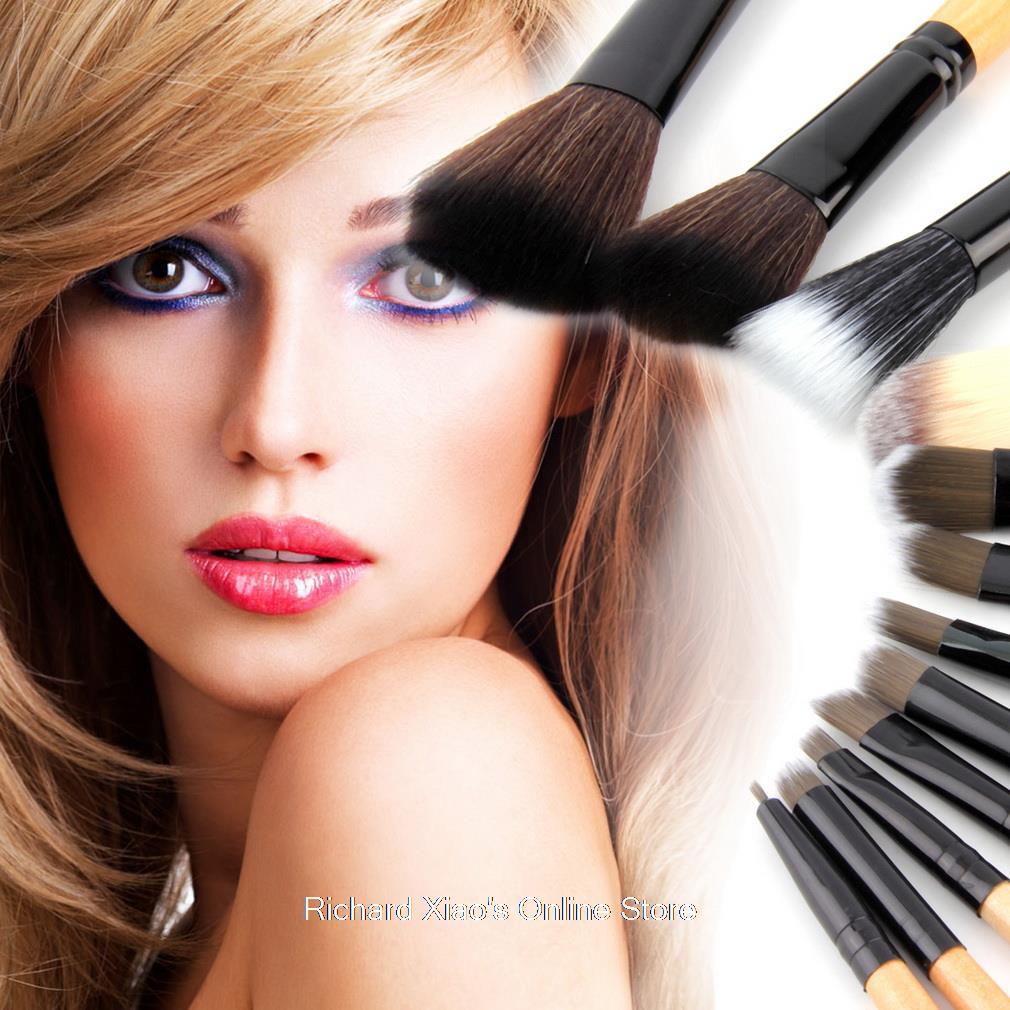 2015 Makeup kits 12 pcs Brush Cosmetic Facial Make Up Set tools With Leopard Bag makeup