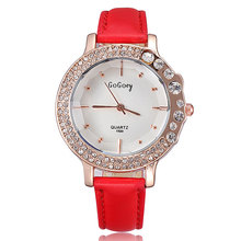 Newest style 2014 fashions designer ladies kawaii watches brand leather strap crystal rose gold watch quartz