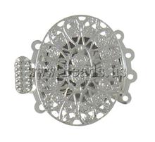Free shipping!!!Brass Box Clasp,Punk Style, Oval, platinum color plated, 4-strand & hollow, nickel, lead & cadmium free