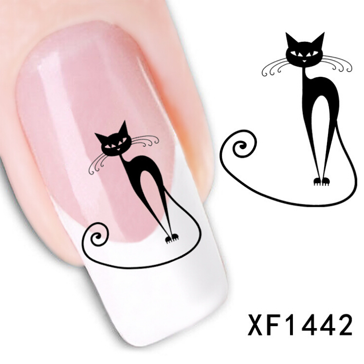 XF1442 Loveliness Cat Nail Stickers Gel Beauty Decal makeup temptation Cartoon cat sweetheart Animation