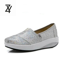 ZY New Women shoes Wedge Bodybuilding Shoes Platform Health Lose Weight women casual Shoes Fitness Zapatos Mujer Canvas shoes 50