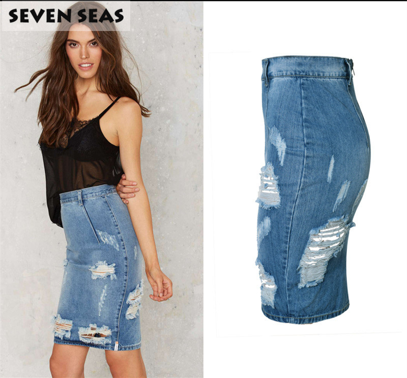 Ripped Jean Skirts - Skirts
